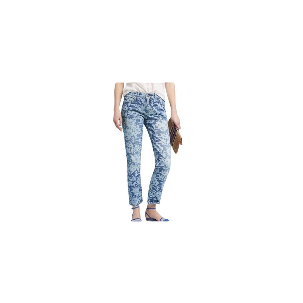 Anthropologie Pilcro Mid Rise Floral Print Slim Boyfriend Jeans